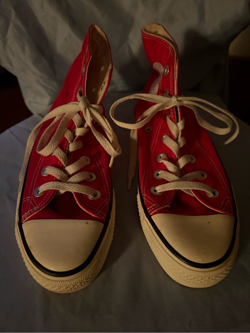 Red High-Top Kids Canvas Sneakers with White Laces converse all star size 4.5